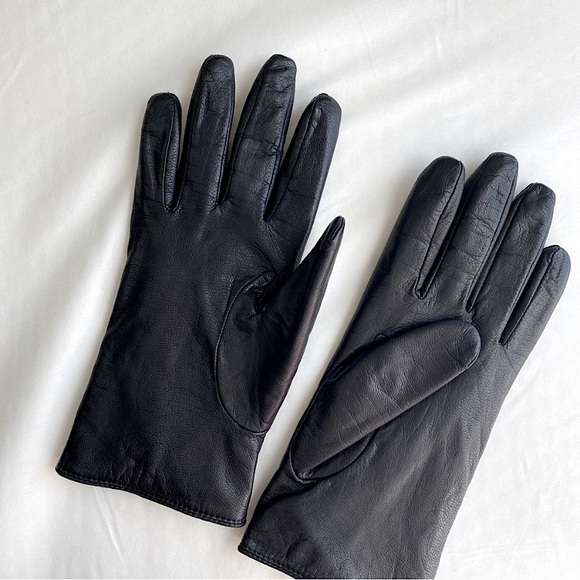 FOWNES CLASSIC BLACK GENUINE LEATHER GLOVES LINED WARM ELEGANT WINTER TRAVEL 8.5 - Picture 3 of 3